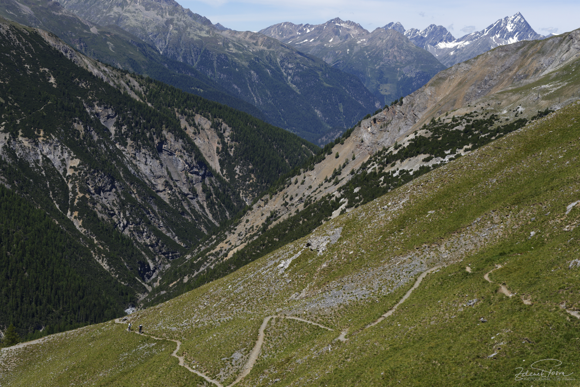 La descente depuis le col Murter, direction Zernez