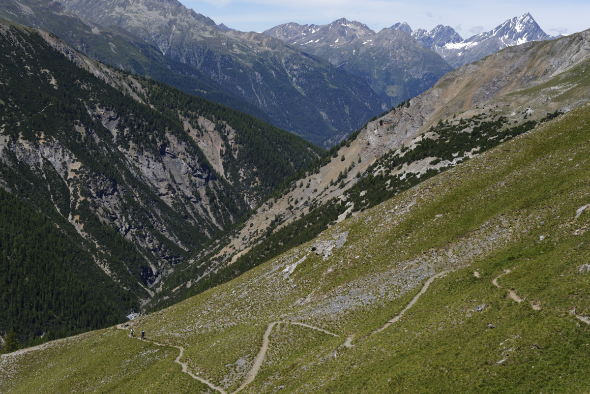 La descente depuis le col Murter, direction Zernez