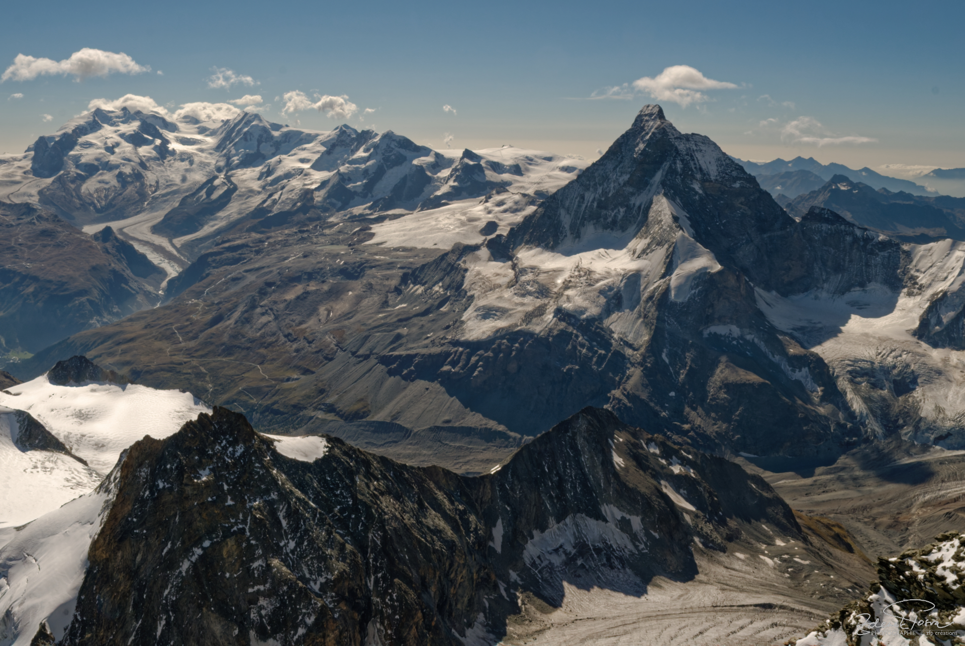 La vue sur le Cervin et l'Italie